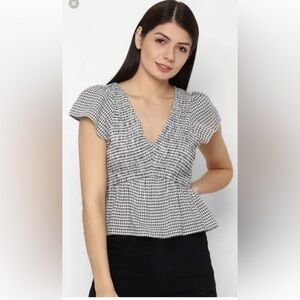 American Eagle Black and White Gingham Women's Top